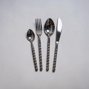 Minimalist Metal Cutlery Set <b>Mirror</b> Finish Long Handle Silver Plated Dishwasher Safe Wedding Dinnerware - Product Image 2