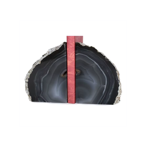 Matériaux de pierres précieuses de haute qualité, serre-livres en agate noire teinte, pierres naturelles, minéraux bruts, cristaux pour la décoration, vente en gros - Product Image 2
