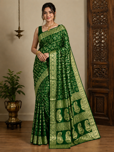 Elegant Ethnic Art Silk Bandhej <b>Saree</b> Classic Bandhani Art Silk <b>Saree</b> At Unbeatable Price From India Supplier - Product Image 3