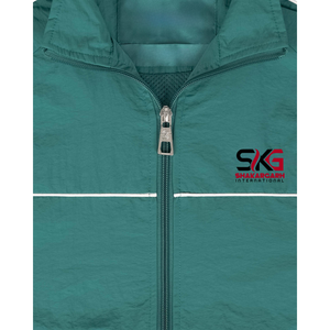Veste de sport coupe-vent pour homme avec logo personnalisé, fermeture éclair intégrale, col montant, veste de course sportive verte - Product Image 3