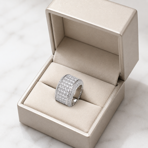 925 Silver White Gold Plated Custom Moissanite Diamond Wedding Anniversary Band Unisex Half Eternity <b>Rings</b> Hip Hop Fine Jewelry - Product Image 4