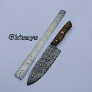Couteau de chef de luxe de 8 pouces manche en bois PAKKA ergonomique fait à la main professionnel pointu conception en métal hacher la viande couteaux de cuisine - Product Image 5