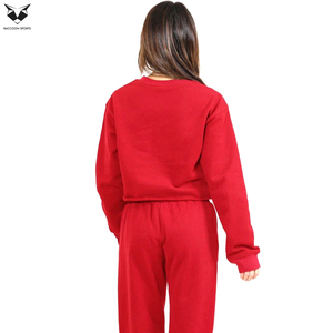 Stylish Women Crop Top Sweatsuit Outfit With Shirt And Jogger Pants Casual Two Piece Tracksuit For Sports And Travel - Product Image 3