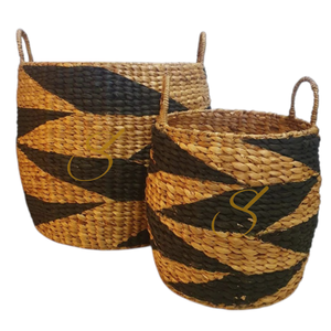 Panier de rangement en jacinthe d'eau - noir/naturel - Product Image 4