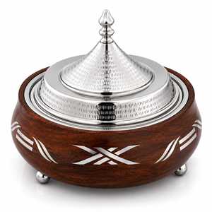 Casserole de service isotherme à double paroi, finition noyer, style arabe, pour hôtels de luxe, fournisseur de plats chauds - Product Image 3