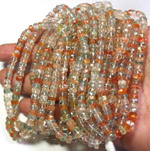 3 hebras de cuentas Heishi de cristal transparente natural, 4 hebras de cuentas de piedra solar multicolor facetadas en forma de rondel para manualidades. - Product Image 6