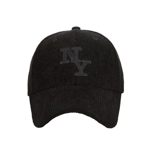 Casquette de baseball sportive personnalisée en velours côtelé à 6 panneaux, broderie motif lettres, casquette papa à visière incurvée, style vintage confortable - Product Image 1