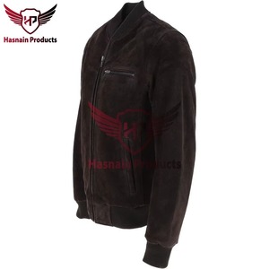 <b>Men</b> Black Bomber <b>Jacket</b> Premium <b>Suede</b> Casual Zip Up Stand Collar Fashion Outerwear - Product Image 2