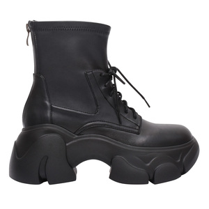 Bottines à plateforme à talon épais de 8,5 cm pour femme Ann'S, en cuir véritable, fermeture éclair, doublure de talon rembourrée pour un confort accru - Product Image 4