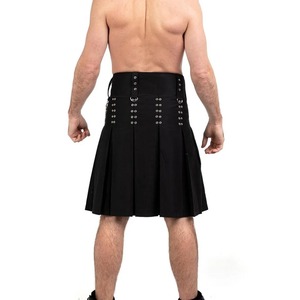 <b>Men's</b> <b>Black</b> Utility <b>Kilt</b> With Metal Rings And Chains Regular Fit Polyester Adult Size - Product Image 5