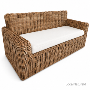 Sofá de Jardín de Mimbre Natural para Exteriores, Sofá de Ratán con Cojín Impermeable, Muebles para Patio, Villa, Hotel - Product Image 2