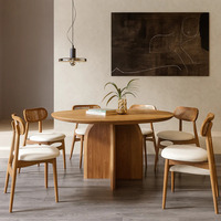 Table basse ronde en bois massif moderne - Meuble de salon durable et facile à nettoyer