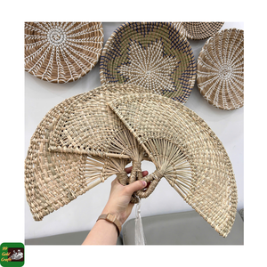 Éventail en jonc de mer tressé à la main, artisanat naturel pour fête, mariage, cadeau, décoration murale, fait main au Vietnam, style rustique artisanal - Product Image 5