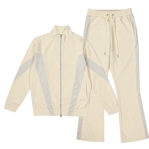 Ensemble de survêtement unisexe léger en polaire avec veste zippée, poches latérales et pantalon à cordon de serrage, respirant, 100 % coton, décontracté, hiver - Product Image 1