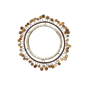 Handcrafted Metal Sun Wall Decor Gold Framed Decorative <b>Mirror</b> Large Round Hanging <b>Mirror</b> With Coating Statement Modern Home - Product Image 4