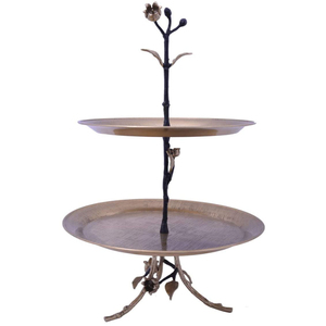 Wholesale Home Decorative Metal Aluminum 3 Tier Cake Stand Gold Finished Dessert Holder With Black Handle For Wedding & Birthday - Product Image 5