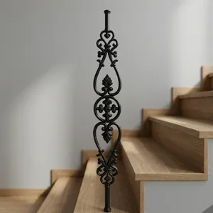 Balustres d'escalier en fer forgé ornés, piliers décoratifs en métal à motifs festonnés pour rampes d'escalier intérieures - Product Image 4