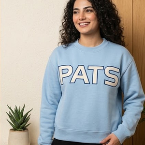 Women's <b>Pink</b> PATS Letter Custom Fraternity Game Day Mock Neck <b>Sweatshirt</b> With Gingham Embroidered Logo College University Greek - Product Image 3