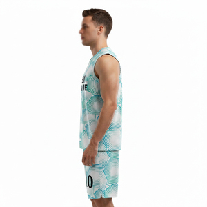 Ensemble d'uniformes de basketball unisexes personnalisables, sans manches, impression numérique, respirant, 100% polyester, nom d'équipe personnalisé, tailles et couleurs - Product Image 3