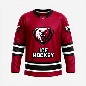 Camiseta Sublimada de Hockey sobre Hielo para Hombre, Manga Larga, Cuello en V, Poliéster que Absorbe la Humedad, Ropa Deportiva, Corte Regular - Product Image 1