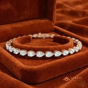 Bracelet à maillons en moissanite or rose, bracelet à maillons fins, bijoux de mode pour femmes, bracelet tennis, accessoire élégant - Product Image 5