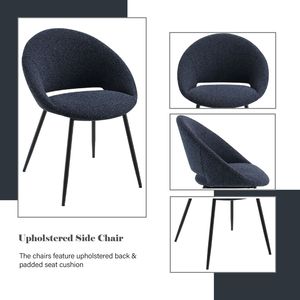 Set di 2 Sedie Klaus in Bouclé Nero e Finitura per Soggiorno - Product Image 6