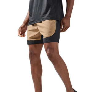 Pantalones Cortos Deportivos de Secado Rápido para Hombre, con Bloques de Color, Bolsillos, Cintura Elástica de Altura Media, Estilo Sólido, Tejido de Tela - Product Image 1
