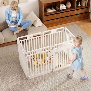 คอกกั้นสุนัขแบบพับได้ 6 แผง ทำจาก HDPE พร้อมประตูล็อคได้ ถ้วยดูดสุญญากาศ และสมอบกสำหรับสัตว์เลี้ยงและเจ้าของสัตว์เลี้ยง - Product Image 3