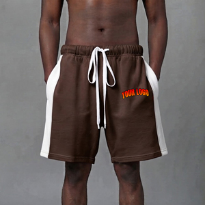 Nouveauté : Short homme 100% coton molletonné, 2 tons, séchage rapide, style streetwear, taille élastique, confortable. - Product Image 1