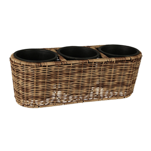 Large Rattan 3-Room <b>Tree</b> Planter with <b>Plastic</b> Insert, Boho Chic Garden Flower Pot Wholesale Vietnam Handcrafted Indoor Home - Product Image 2