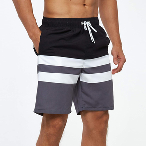 Shorts de Baño para Hombre, de Secado Rápido, con Bloques de Color y Rayas, Cintura con Cordón, Estilo Casual, Tejido de Tela, Corte Medio, con Bolsillos - Product Image 1