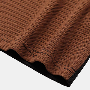 Men's Color Blocked Short Sleeve T-<b>Shirt</b> O-Neck Knitted Regular Fit Casual <b>Patchwork</b> Design Brown Black - Product Image 5