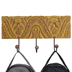 Smart Art Wood Carving Yellow Washed Decor 3 <b>Hooks</b> <b>Wall</b> <b>Key</b> <b>Hooks</b> Wooden <b>Wall</b> Mount <b>Key</b> Hanger <b>Wall</b> Personalized Engineered Wood - Product Image 2