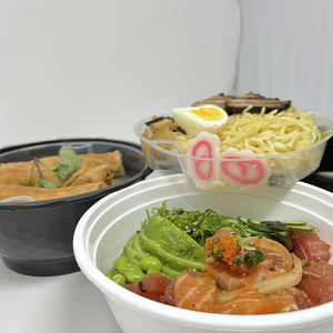 Black <b>Plastic</b> Takeaway Bowl With Clear <b>Lid</b> Disposable Food <b>Container</b> Modern Style,50oz - Product Image 6