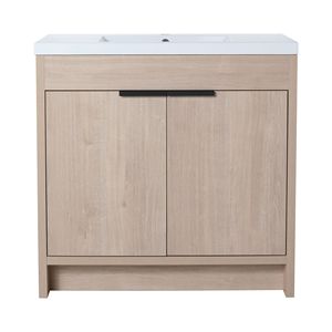 Mobile Bagno Freestanding da 36 Pollici con Lavabo in Resina Bianca e 2 Ante con Chiusura Ammortizzata (BVB02436PLO GRB3640) - Product Image 3