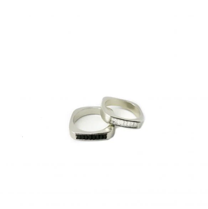 Minimalist Matte Finish Infinity Baguette <b>Set</b> <b>Ring</b> in Sterling <b>Silver</b> Contemporary Elegant Band Design - Product Image 1