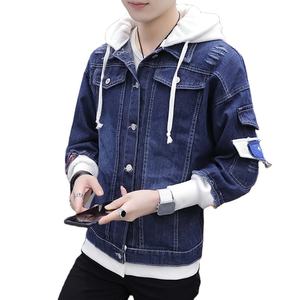 Vente en gros Logo personnalisé Blousons en jean simple pour hommes Veste en jean en coton - Product Image 1