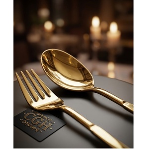 Juego de utensilios de cocina de metal chapado en oro, los más vendidos, con mango largo para cocinar, hornear, freír, asar, mezclar, remover y servir alimentos - Product Image 1