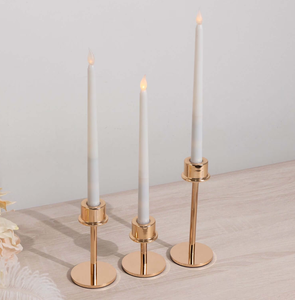 Meilleures ventes : Ensemble de 3 bougeoirs en laiton pour décoration intérieure, supports simples pour bougies pilier, pour mariage et fête - Product Image 5