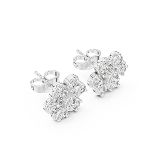 Luxury <b>Silver</b> Heart Lab Grown Diamond Floral <b>Stud</b> Earrings Trendy Women's Fine Jewelry for Wedding Engagement Party Gift - Product Image 2