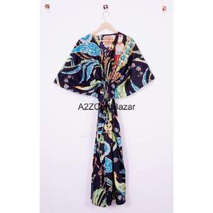 <b>Women's</b> Comfortable Washable Cotton Kaftan Long Sleepwear <b>for</b> Summer Autumn Spring Evening Gowns <b>for</b> Party <b>Resort</b> <b>Wear</b> Natural - Product Image 1
