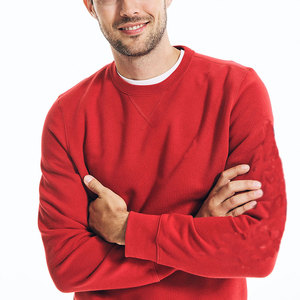 Brand New Oversized Men's Hoodie and Sweatshirt <b>Red</b> Crew Neck Vintage Classic Fit Hot Sale Plus Size Vintage Plain Sweatshirt - Product Image 3