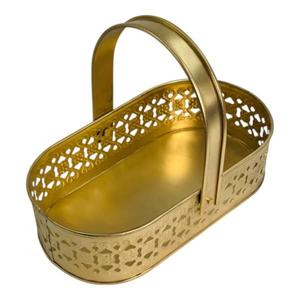 Bold Blossom Pure Brass <b>Basket</b> Handle Double/Two Jars <b>Large</b> Capacity Portable Foldable Eco-Friendly Modern Design Gifting Home - Product Image 1