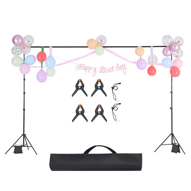 "Adjustable 10x10 ft Heavy Duty Photo Backdrop Stand Kit with 4 Crossbars-Portable Background Stand"