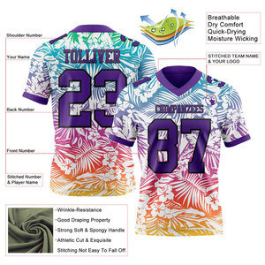 Camiseta de Fútbol Americano Sublimada Personalizada en Morado y Negro, Cuello en V, Manga Corta, Absorbe la Humedad, Nombre del Equipo 00, Uniforme para Hombre - Product Image 5