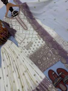 Ensemble Kurta Palazzo de créateur en tissu Georgette Star avec broderie lourde de sequins, tenue traditionnelle pour fêtes, mariages et occasions festives - Product Image 4