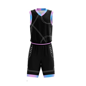 Custom Black Gradient Youth Basketball Uniforms Set Sleeveless V-Neck Moisture Wicking <b>Athletic</b> Fit Unisex Sublimated - Product Image 3