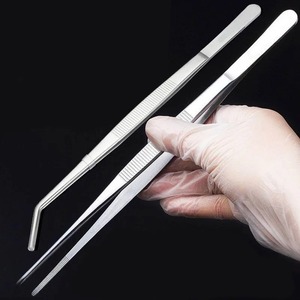 Steel Elbow Tweezers Aquarium <b>Clip</b> Long Tongs Non-slip Tweezers Forceps Pet Feeding Tools 1PC Lashes Tools Tweezers With Fiber - Product Image 1