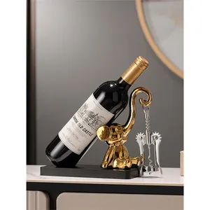 Moderno Soporte Decorativo para Botellas de Vino Hecho a Mano, Exhibidor de Hierro para Restaurantes, Elegante Soporte de Aluminio Dorado con Diseño de Mono, Impermeable, Estilo Rústico - Product Image 2