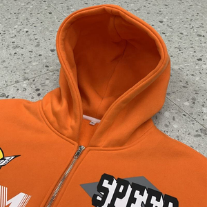 Custom Logo Graphic Racing Patch Hoodie Heavyweight 100% Cotton Fleece Streetwear Apparel Manufacturer Factory OEM Supplier - Product Image 4